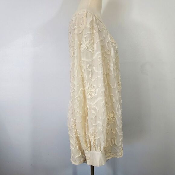 Simonton Says by George Simonton Blouse Top Womens Plus Size 2X Sheer Applique - Picture 5 of 11